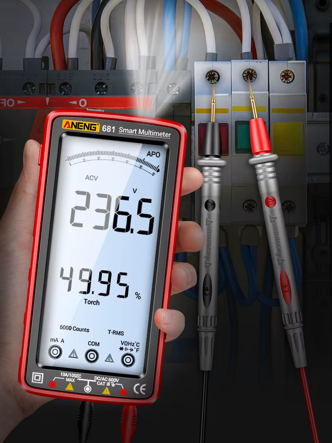 ANENG 681 Intelligentes Digitalmultimeter in Rot mit automatischer Messbereichswahl, AC/DC-Spannungs- und Strommessung sowie NCV-Induktionstester und großem Bildschirm - Bild 5