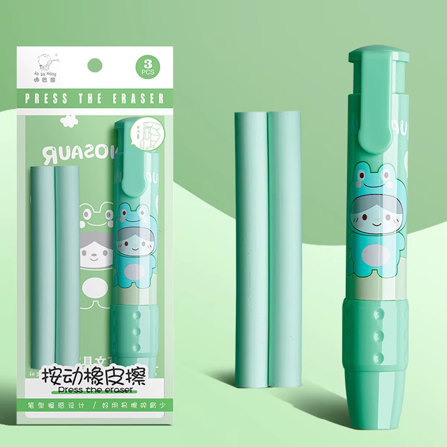 Niedliches Frosch-Cartoon-Radiergummi-Set im Stift-Design mit Nachfüllungen, 4 Farben, Pink - Bild 2