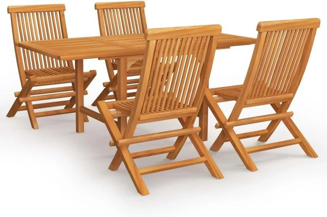 vidaXL 5-tlg Garten-Essgruppe Modell 20 aus Teakholz in Braun, ausziehbar, B/T/H: 220 x 80 x 75 cm - Bild 1