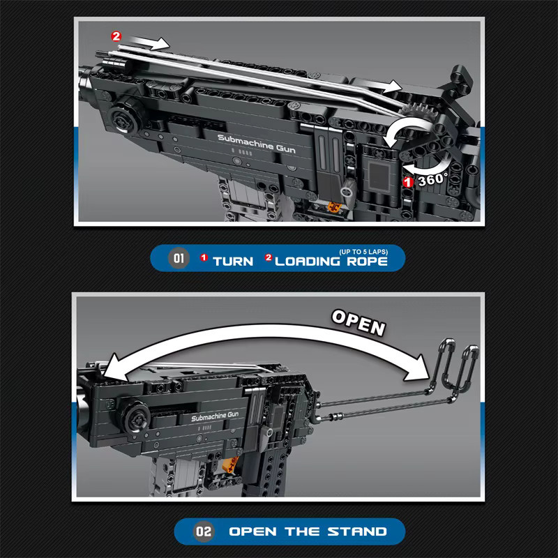REOBRIX Skorpion Militär Maschinenpistole Baustein, 518 Teile, ab 14 Jahren - Bild 3