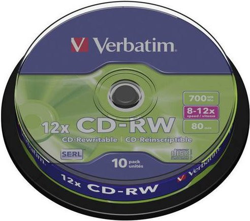 Verbatim 43480 CD-RW Rohlinge 700 MB, 10er Spindel, Silber/Multicolor - Bild 1