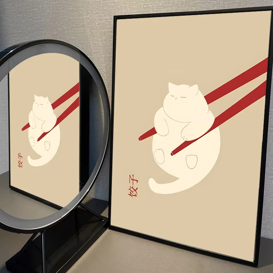 Abstraktes Anime-Poster mit lustiger Katzenillustration als Wandkunst in Mehrfarben - Bild 3