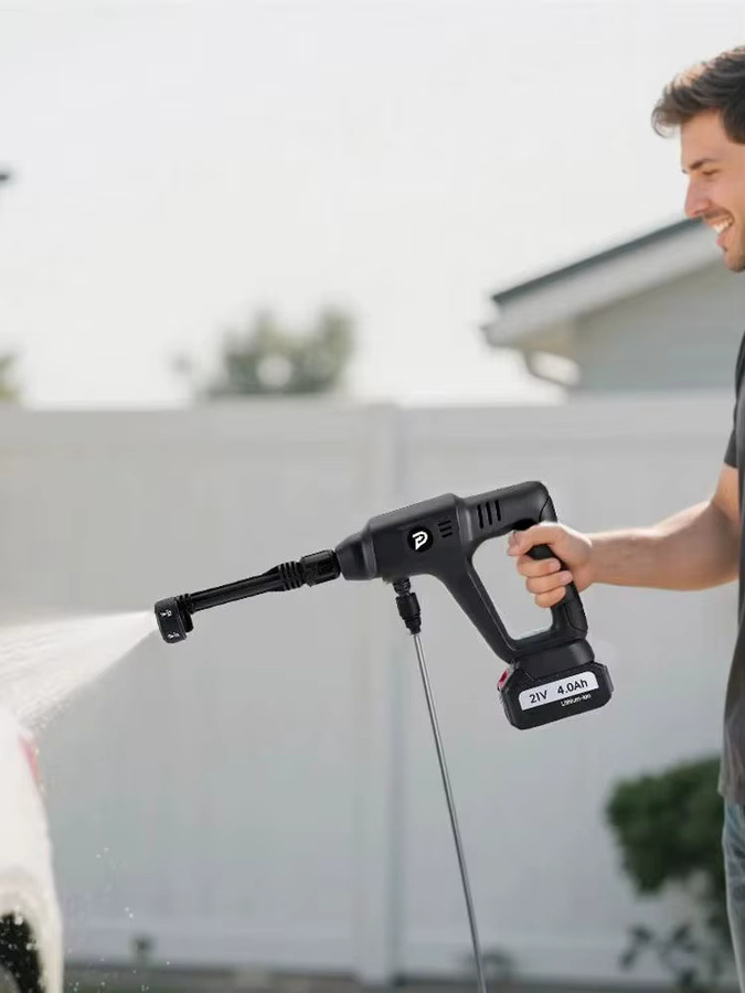POPDEER PD-W01 Kabelloser Hochdruck-Autowäscher in Schwarz mit 200 Bar, 6-in-1 Düse, 4,0Ah Akku und 5m Schlauch - Bild 6