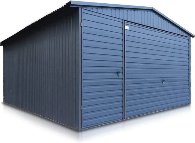 Liderstal Einzelgarage Standard aus Trapezprofilblech mit Seitengiebel und Schwingtor in Graphit, B/T/H: 400 x 500 x 250 cm - Bild 1