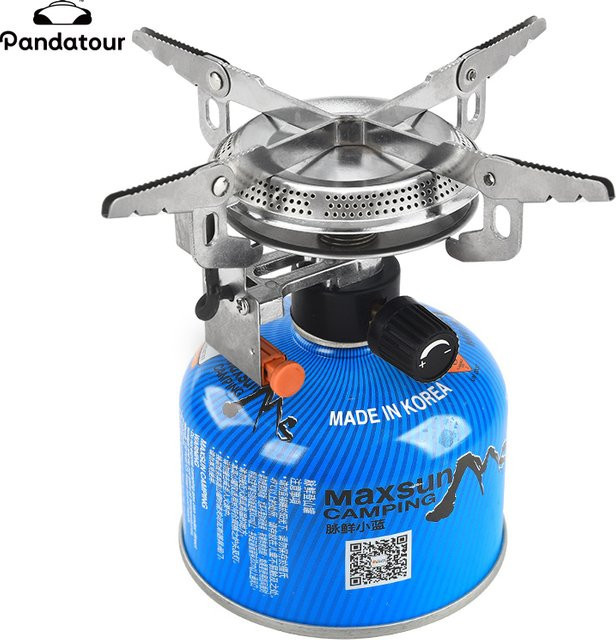 Pandatour Winddichter Camping-Gasherd mit elektronischem Herdkopf, faltbar für Outdoor und Picknick, Silber/Weiß - Bild 1