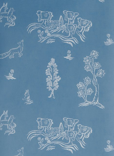 Andrew Martin Wychwood Tapete mit Tiermotiv in Happy Blue - Bild 1