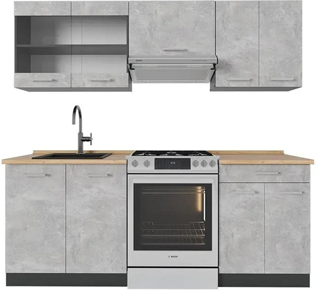 Vicco R-Line Küchenzeile modern in Beton und Anthrazit, Breite: 200 cm - Bild 1