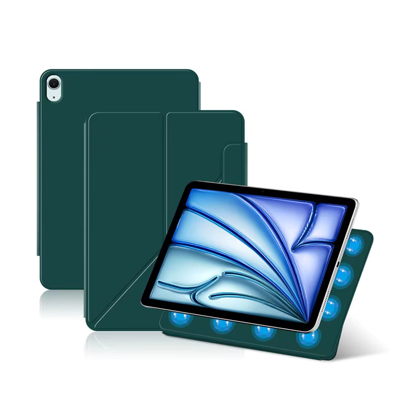 AJIUYU Magnetische Smart Book Cover Hülle für iPad Air 11 Zoll M4 M3 M2 sowie iPad Air 5. und 4. Generation 10,9 Zoll in Grün mit Y-Fold Design - Bild 2