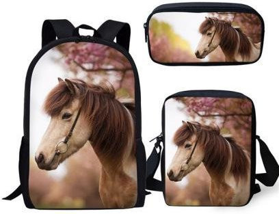 Dreiteiliges Rucksack-Set von Fancy Style Studio mit Pferdemuster und 3D-Druck in Multicolour aus Nylon - Bild 1