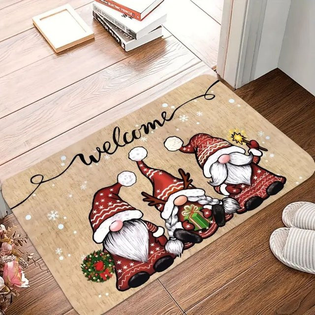 VIKAMA Weihnachtsmann Zwerg Fußmatte für Innen und Außen, Mehrfarbig, B/T: 60 x 40 cm - Bild 1