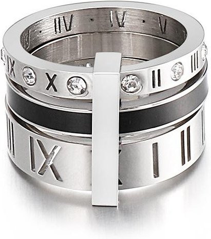 Ring Edelstahl, Bicolor, Kristall, Damen - Bild 1