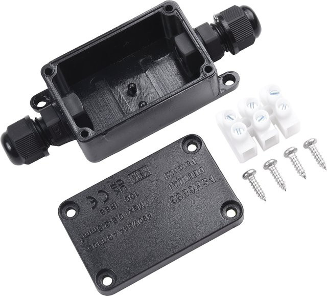 Wasserdichte Anschlussdose IP65 für Kabelstecker 240-450V in Schwarz, B/T/H: 7,15 x 3,5 x 2,3 cm - Bild 1