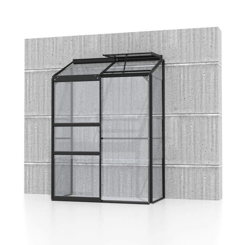 Vitavia Anlehn-Gewächshaus Ida 900 Schwarz mit Sicherheitsglas und Pultdach, B/T/H: 131 x 100 x 182 cm - Bild 4