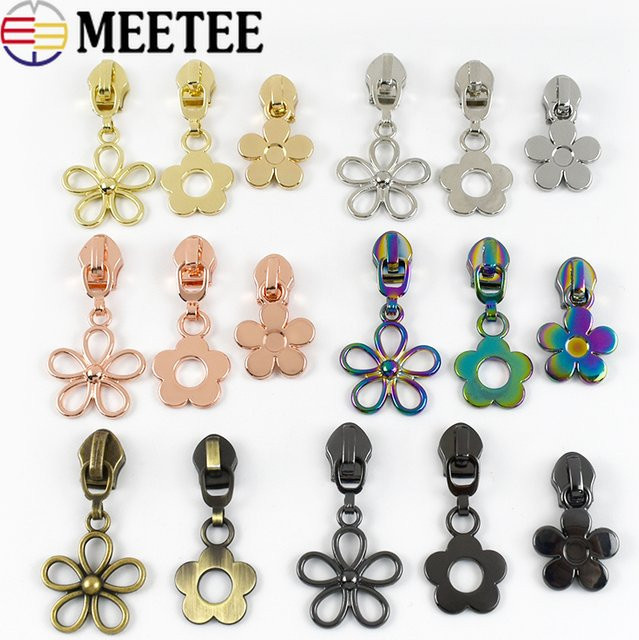 Meetee Ersatz Nylon Reißverschluss Slider Set Größe 5 in Pink für Jacken und Taschen zum Reparieren und Nähen - Bild 1