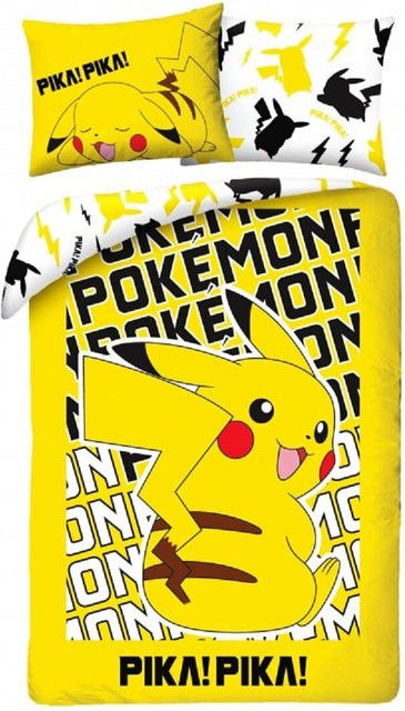 Pokémon Bettwäsche Set aus atmungsaktiver Baumwolle mit Bettbezug und Kissenbezug, Mehrfarbig, B/H: 140 x 200 cm - Bild 1
