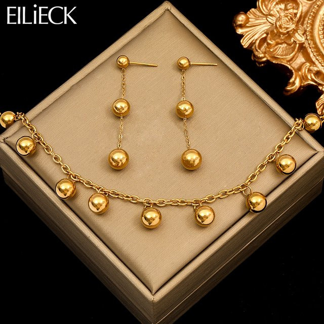 Eilieck Schmuck Set, Edelstahl, Gold, Perle, Damen - Bild 1