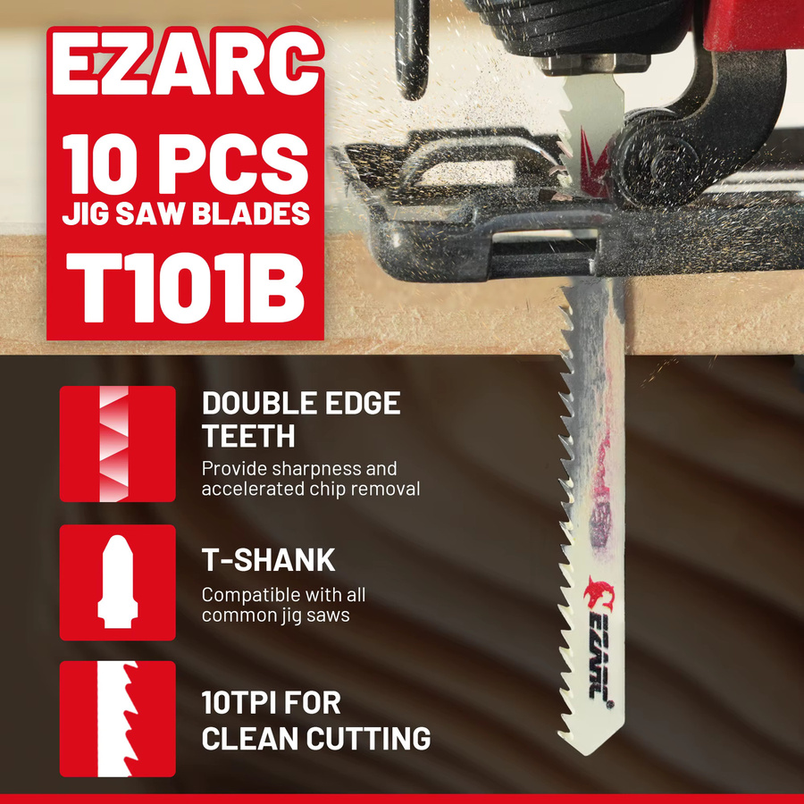 EZARC Stichsägeblatt-Set T101B mit 10 Teilen, T-Schaft Ersatzblätter für sauberes Schneiden von Holz - Bild 3