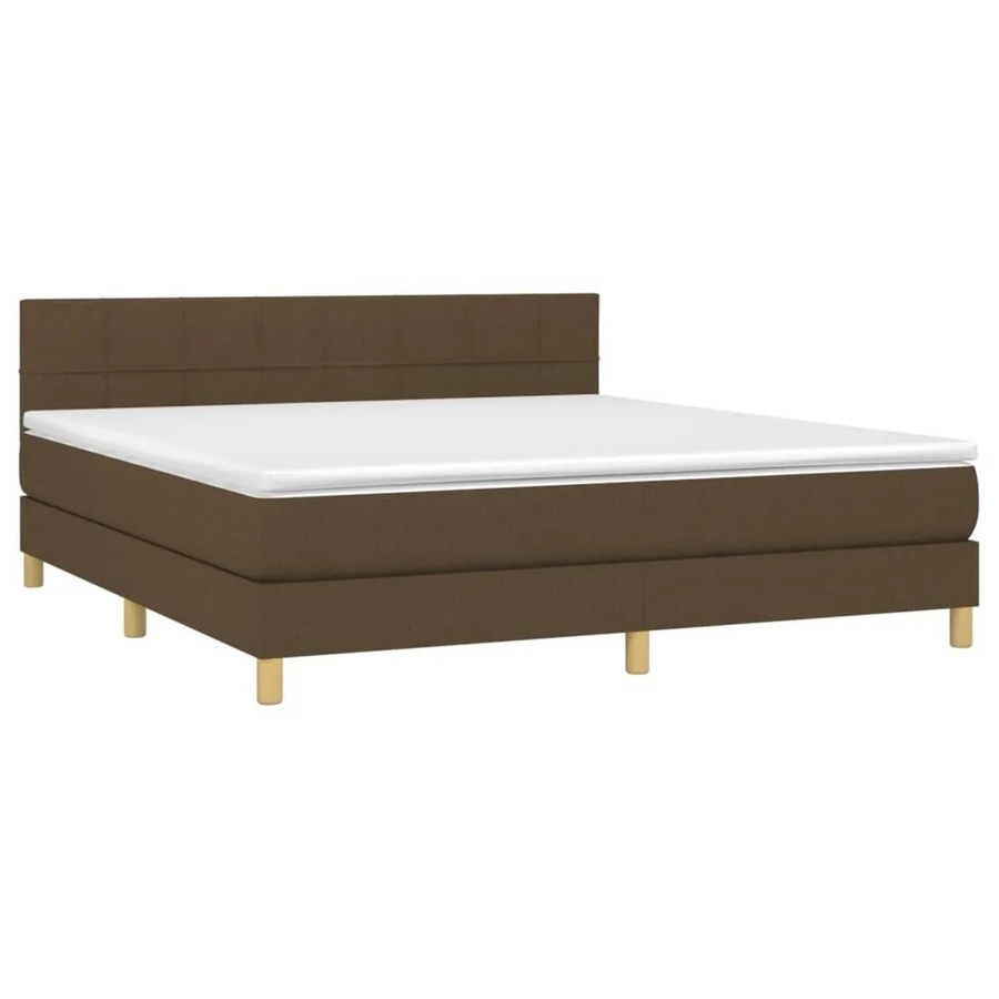 vidaXL Boxspringbett mit Matratze in Dunkelbraun, Hybridbett mit LED-Unterbettbeleuchtung und USB-Ladeport, B/T: 180 x 200 cm - Bild 2