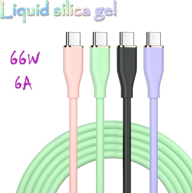 UGOURD Flüssigsilikon USB-Typ C auf C Schnellladekabel 66 W in Grün für Huawei SCP Xiaomi und iPhone 15 16 Pro Max - Bild 1