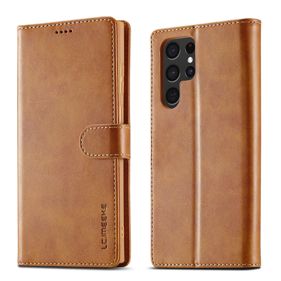 Business Lederhülle für Samsung Galaxy als Flip-Brieftasche mit Kartenhalter in Braun oder Gelb - Bild 2