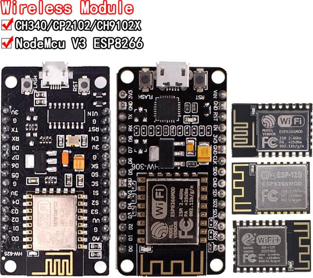Si Tai&SH NodeMCU V3 V2 ESP8266 ESP-12E WiFi Internet der Dinge Entwicklungsboard mit CH340/CP2102/CH9102X Modul in Schwarz - Bild 1