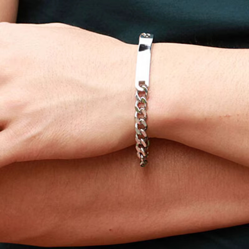 VQYSKO Paararmbänder Edelstahl, Silber, Unisex, 4 mm und 7 mm - Bild 3