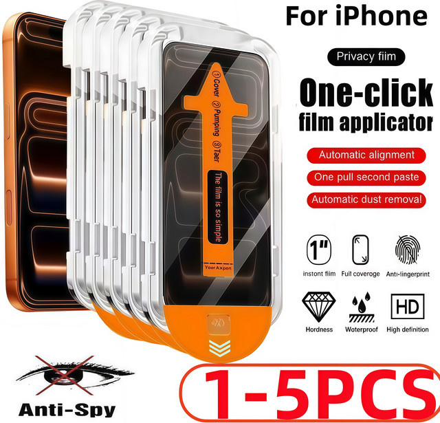 PJPK Anti-Peeping-Hartfolie für iPhone 17 16 15 14 13 12 11 Pro Max Mini Plus XR XS, transparent - Bild 1