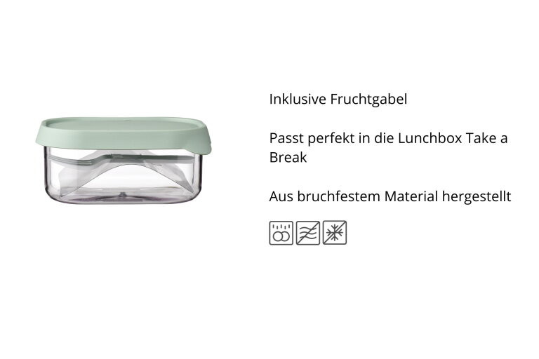 Mepal Fruit Box Take a Break Obstbox mit Besteck in Nordic Green und Transparent, auslaufsicher und spülmaschinenfest - Bild 2