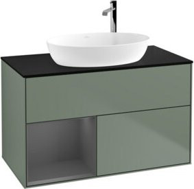V&B Waschtischunterschrank Finion 100 mit Wandbeleuchtung, Lackiert, B/T/H: 100 x 50,1 x 50,1 cm - Bild 1