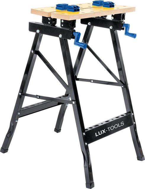 LUX-TOOLS Klappbarer Spanntisch in Schwarz aus Metall und Holz B/T/H: 60,5 x 71,0 x 90,0 cm - Bild 1