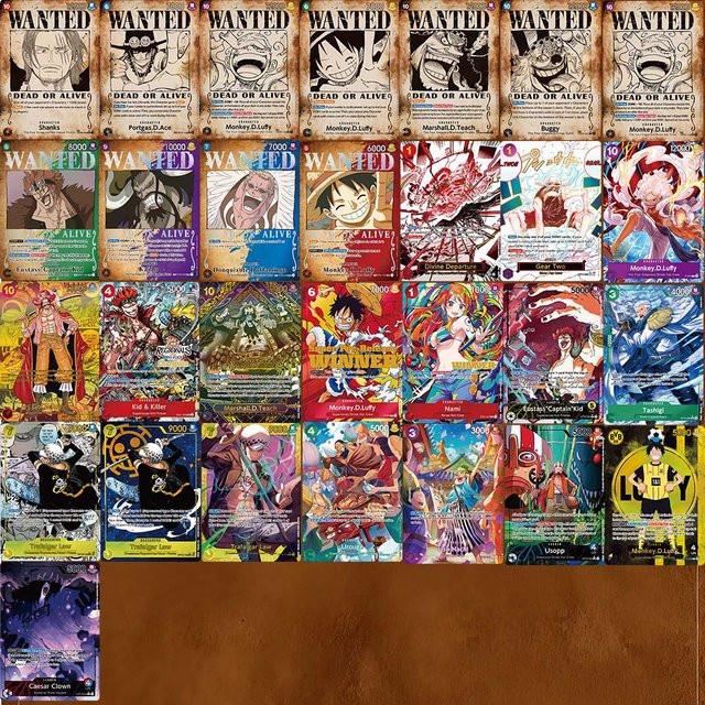 Bandai One Piece Charakterkarte Wanted Poster Buggy Ruffy Ace Shanks, Folienkarte, Englisch - Bild 1