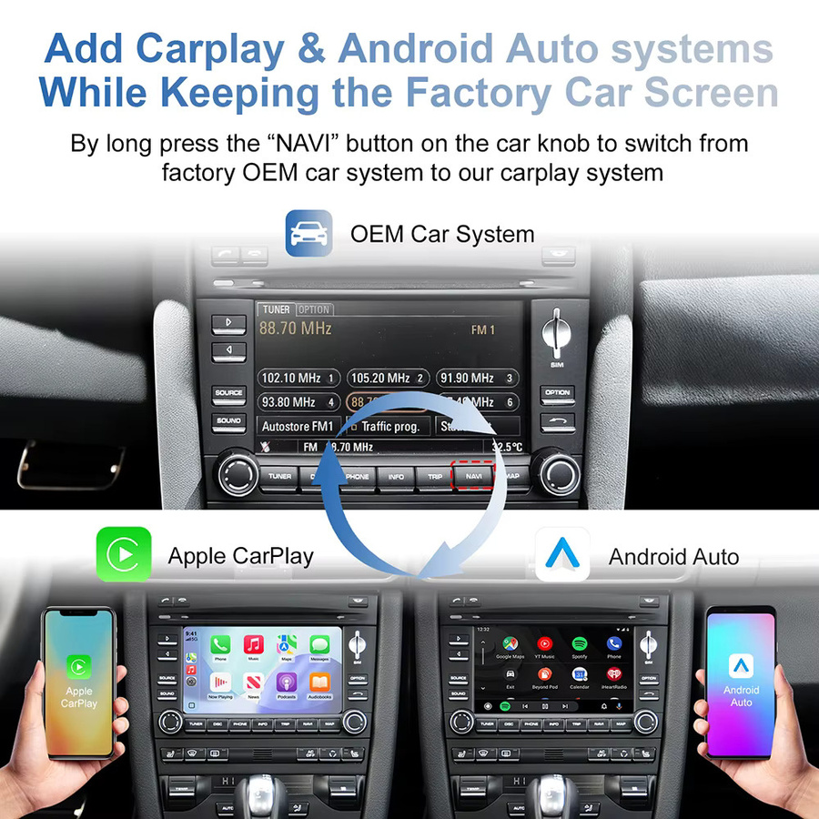 EzoneTronics Kabelloses CarPlay und Android Auto Nachrüstkit Decoder-Box für Porsche PCM3.0 Cayenne Cayman Boxster Panamera - Bild 3