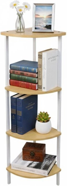 Relaxdays Eckregal in Weiß mit 4 Ebenen aus MDF und Eisen, Höhe: 125 cm, Breite: 44,5 cm, Tiefe: 31,5 cm - Bild 1