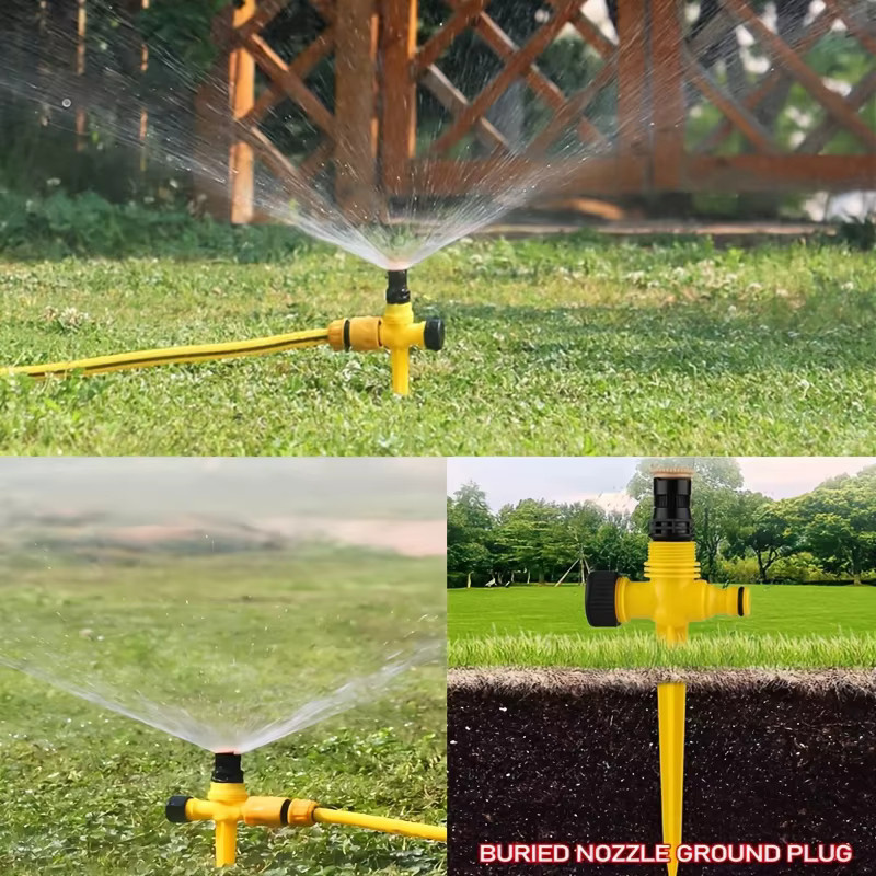 Verstellbarer Gartensprinkler mit 1/2 Zoll Schnellkupplung in Gelb für Rasen und Hof - Bild 3
