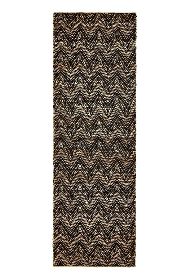 House Doctor Teppich Monta in Schwarz mit grafischem Design aus Jute und Baumwolle, Breite: 83 cm, Länge: 260 cm - Bild 1