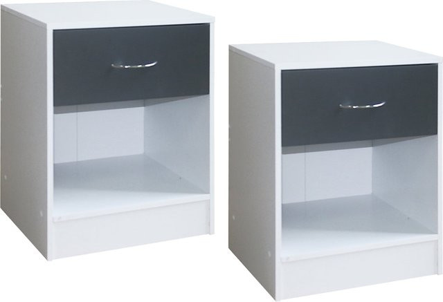 HTI-Living Nachtschrank Thekla 2er Set Weiß/Grau - Bild 1