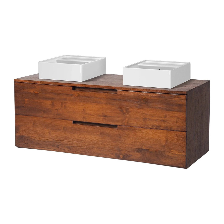 Vente-unique Doppelwaschtisch Bimbing aus Teakholz in Natur Dunkel Braun, Breite: 115 cm - Bild 2
