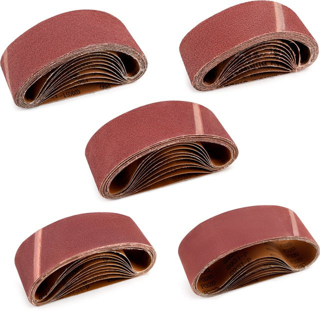 SI FANG Schleifband-Set für 3x21'' Schleifmaschinen zur Holz- und Metallbearbeitung, B: 75 mm, L: 533 mm - Bild 1