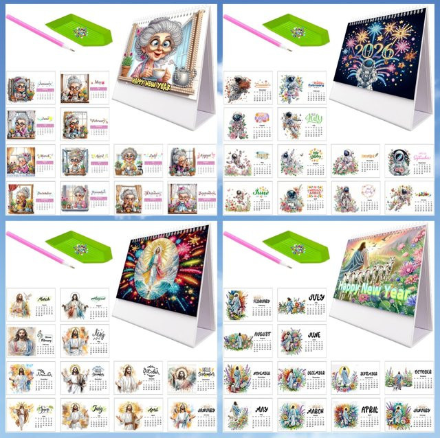 DIY Diamond Painting Kalender 2026 mit 13 Seiten Charakter-Motiven in Multicolour für Erwachsene - Bild 1