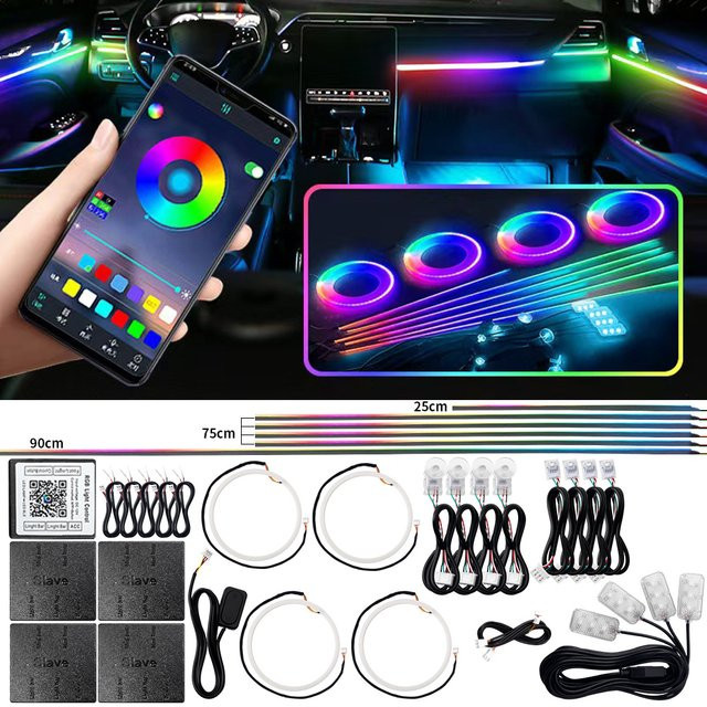 KALADA LED Auto-Ambientebeleuchtung RGB Symphony Streamer Interior Rainbow Atmosphere Lamp Kit in Multicolour - Bild 1
