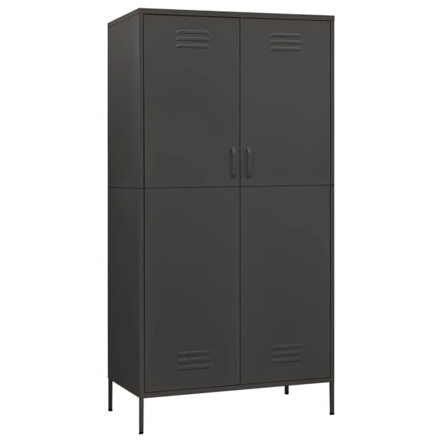 vidaXL Kleiderschrank aus Stahl in Anthrazit mit Regalböden und Kleiderstange, B/T/H: 90 x 50 x 180 cm - Bild 2