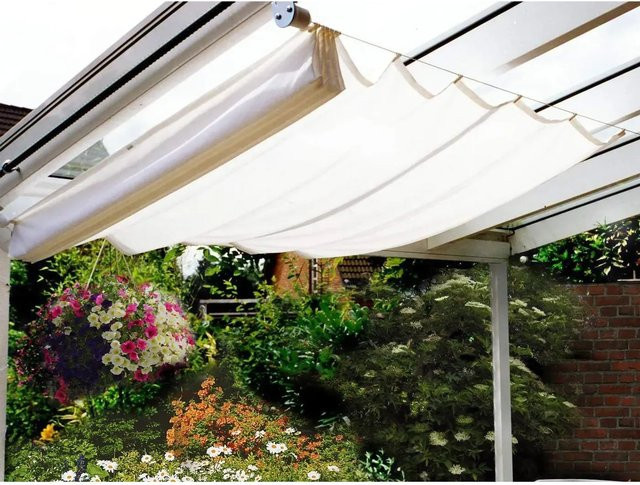 Floracord Vierecksonnensegel aus Polyester in Weiß, B: 330 cm, H: 68 cm - Bild 1