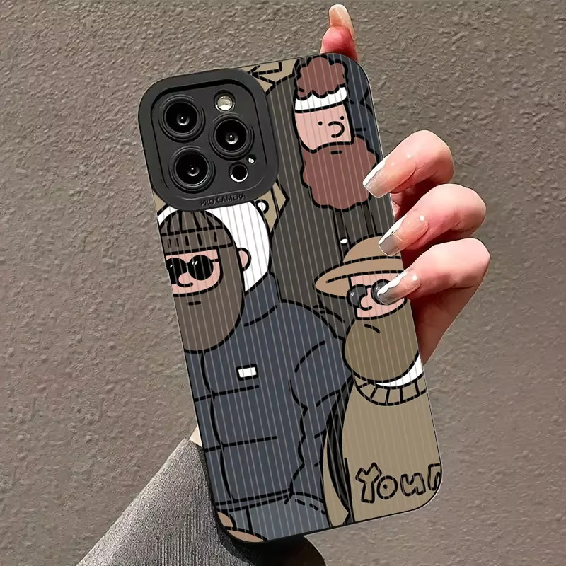 Stoßfeste Silikon Handyhülle mit Cartoon Line Onkel Design für iPhone 15 14 13 12 11 Pro Max XR X XS 7 8 Plus SE 2 in Multicolour - Bild 2