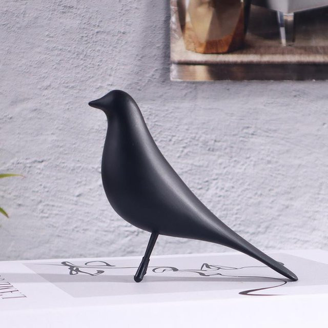Minimalistische Vogelskulptur von Simplistic Living Home in Grau und Schwarz aus Harz für deine Dekoration - Bild 1