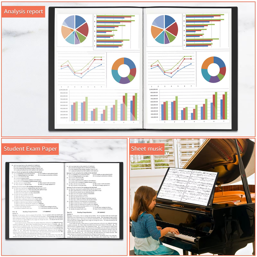 2er Set Kunstportfolio Präsentationsmappe A3 in Schwarz mit 40 Taschen und Klarsichthüllen für Malerei und Display - Bild 3