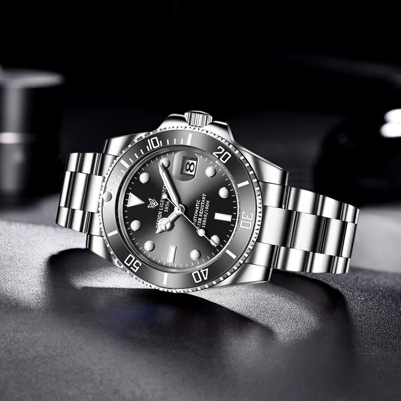 LIGE Armbanduhr Automatik, Edelstahl, Schwarz, Herren - Bild 2