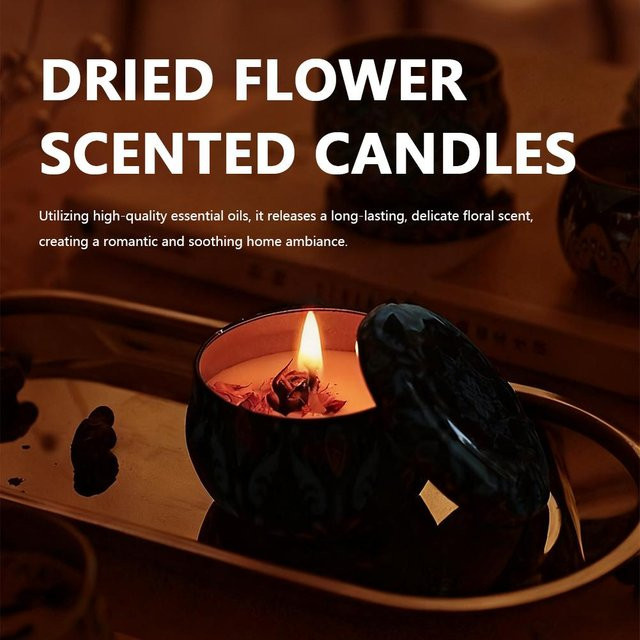 Blumige Aromatherapie-Duftkerzen in blauen Gläsern für Tischdekorationen - Bild 1