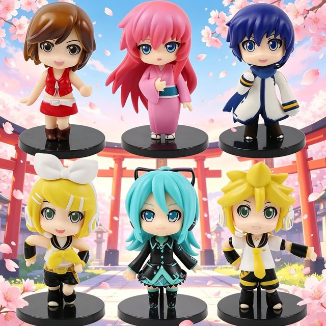 Bandai Vocaloid Anime-Figurenset, Miku Luka MEIKO KAITO Rin Len, PVC-Sammelfiguren, Set / Bundle - Bild 1