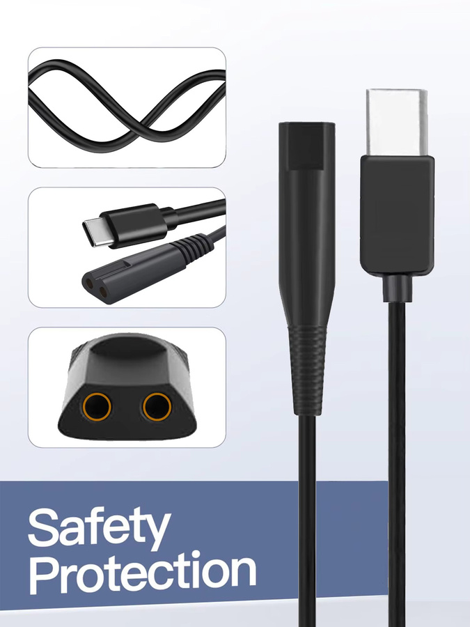 USB Typ-C Ladegerät Kabel für Braun Rasierer und Trimmer der Serien 1, 3, 5, 7 und 9 in Schwarz - Bild 4