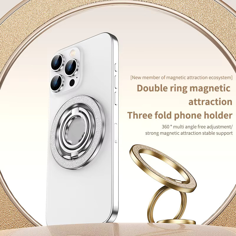 WSSHE Magnethalter für Mobiltelefone, schillernder klappbarer Ringhalter und doppelseitiger Magnetständer in Gold - Bild 1